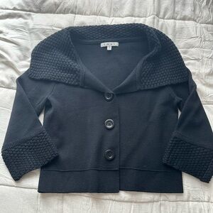 CAbi Black Textured Collar Cardigan